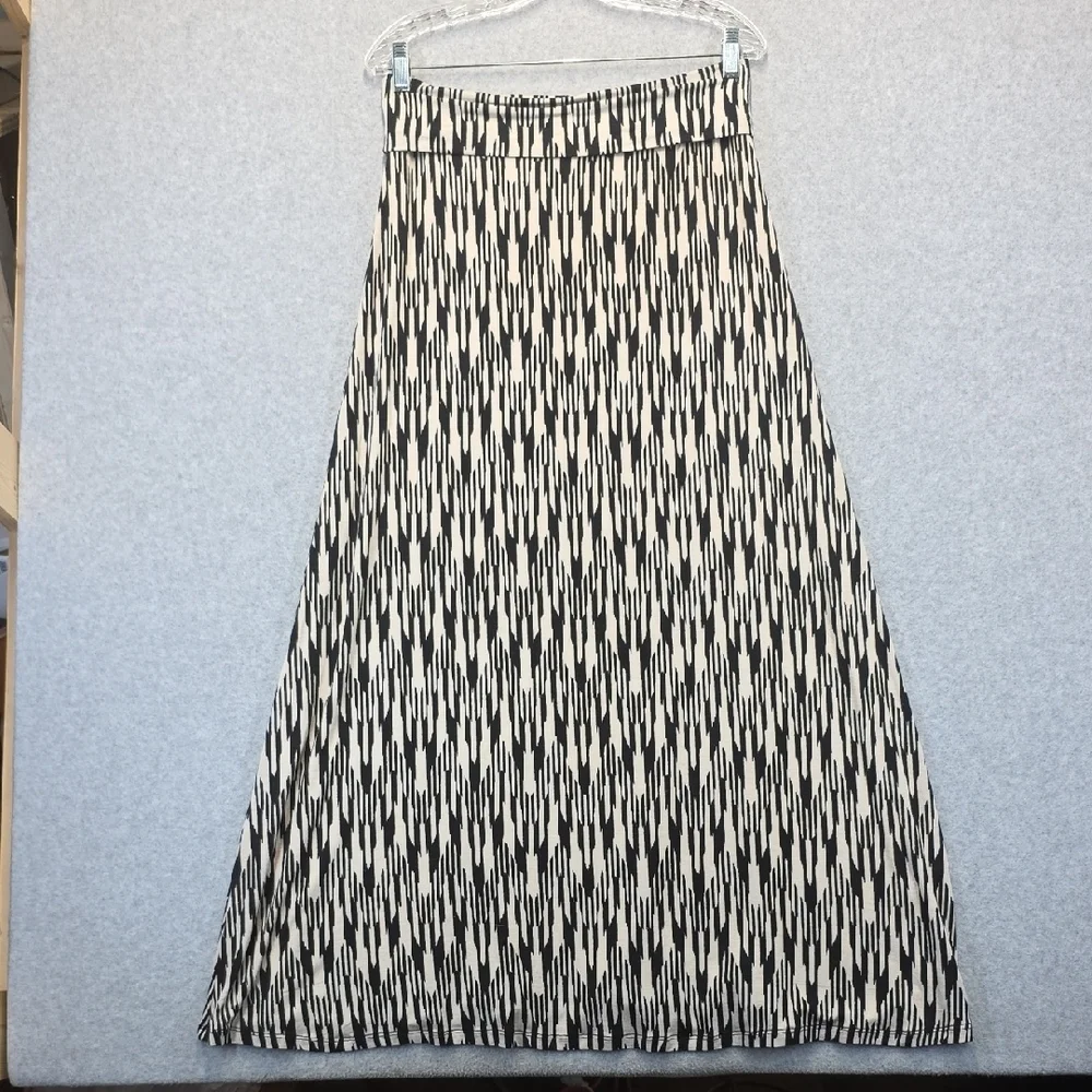 French Laundry Black & Cream Graphic Maxi Skirt Women’s Medium Stretch